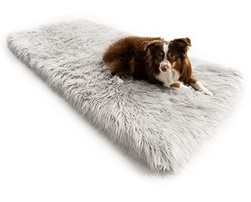 Paw Brands Puprug Runner Faux Fur Memory Foam Orthopedic Dog Bed, Pressure-Relieving Memory Foam, Minimize Joint Pain And Improve A Dogs Health And Mobility (Curve White) #TOP7