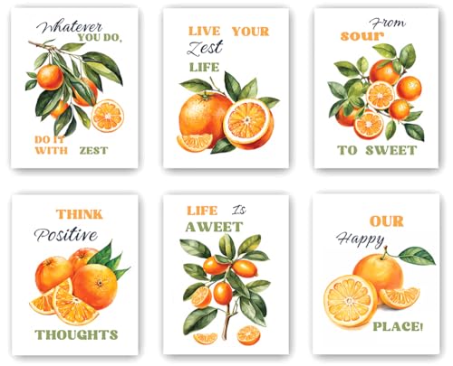 TANXM Fruit Wall Art Citrus Pictures Art Prints- Great Kitchen Poster Farmhouse Decor, Oranges Canvas Wall Art， Perfect for Dining Room Kitchen Office,Set of 6 (8"X10", No Frame
