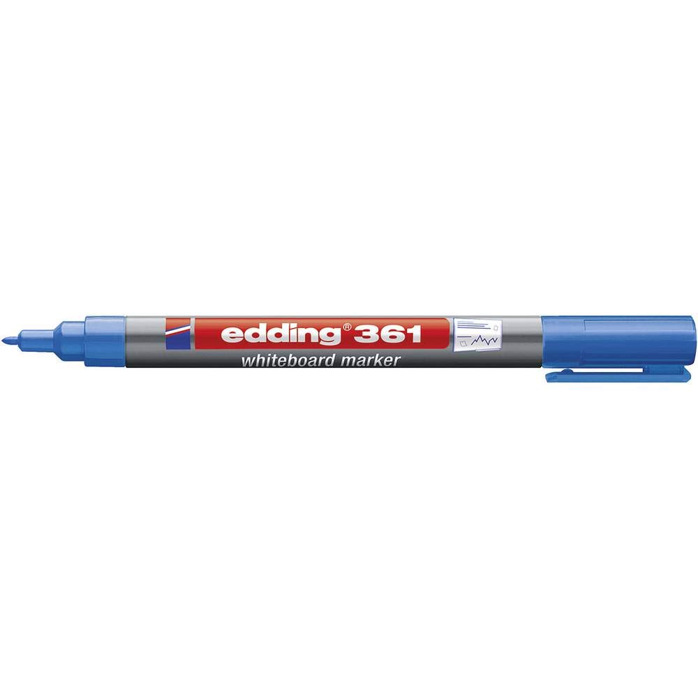edding 361 whiteboard marker - blue - 1 whiteboard pen - round tip 1 mm - whiteboard pen dry wipe - for whiteboards, flipcharts, pinboards, magnetic and memo boards - sketchnotes - refillable โ image 1