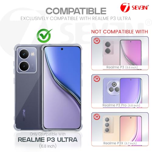 Image of 7SEVEN Back Cover for Realme P3 Ultra 5G Transparent Mobile Back Case Shock Proof Design Camera Edges Protection Crystal Clear Phone Case Silicon Soft TPU and Flexible Bumper Phone Cover
