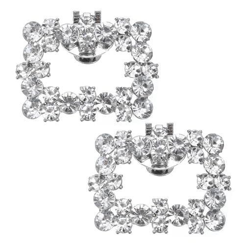 QUARKZMAN 2uds Imitación Diamante Zapato Clips Desmontable Rectangular Zapatos Encanto Hebillas Accesorios para Mujeres Boda Graduación Fiesta Alto Tacones Bricolaje Plateado Tono