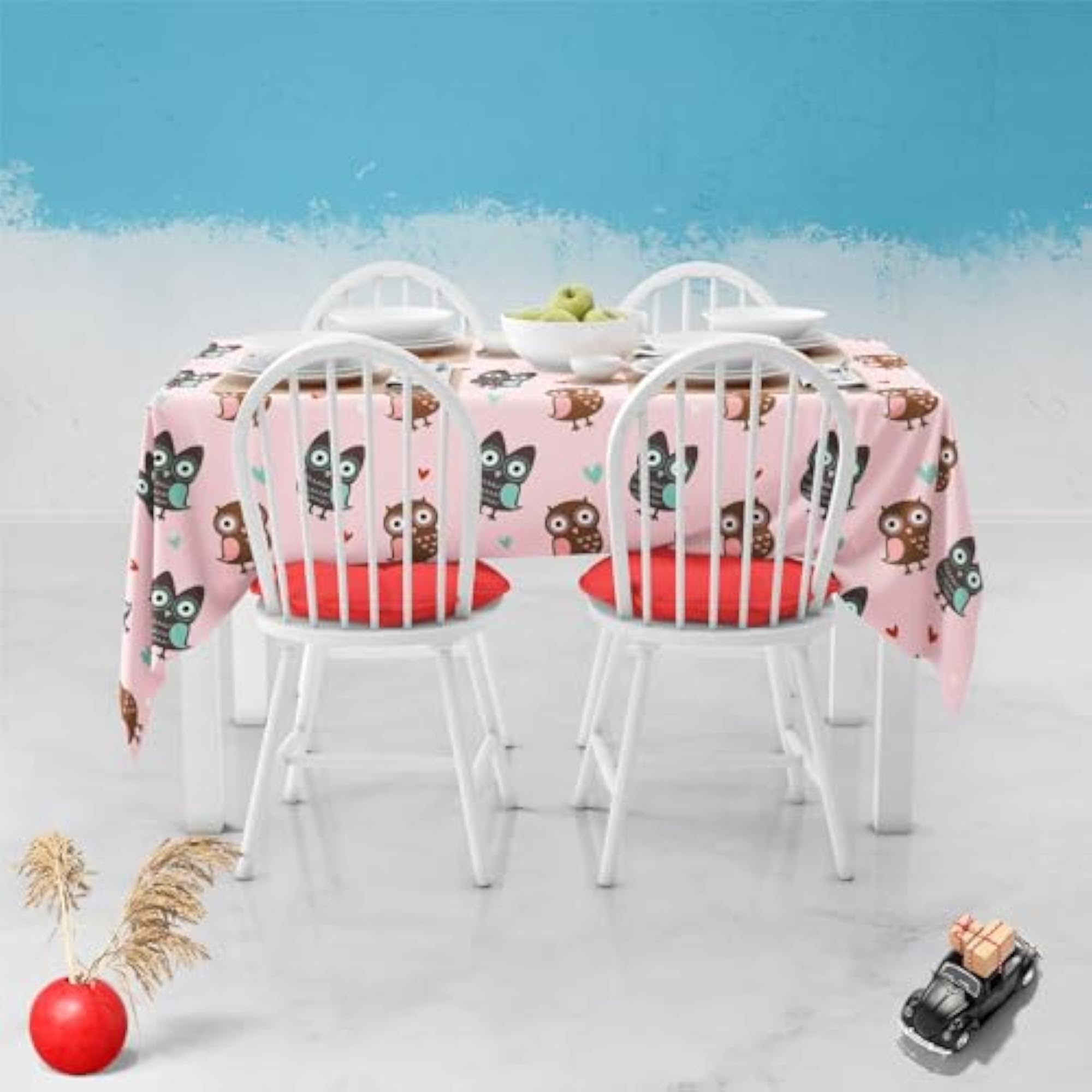 Owls & Hearts Table Cloth Cover for Dining & Center Table