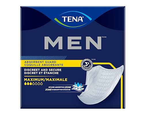 Image of Tena Men Absorbent Guard, Male, 8 in, 120 ct | Disposable, Maximum Bladder Control Pad for Adults, Dry-Fast Core, Leakage Protection, Odor Control