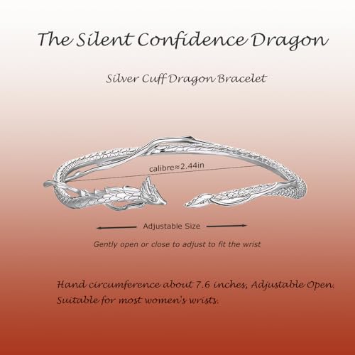 Dragon Bracelet - Dragon Cuff Bracelets for Women Symbolic Strength & Good Luck Bracelet Unique Dragon Jewelry Dragon Gifts for Women, Adjustable Bracelet2