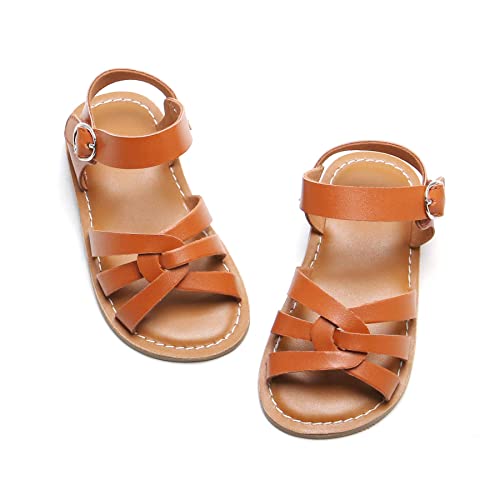 Felix & Flora Toddler Girl Brown Sandals Size 6 - Little Girl Easter Summer Dress Shoes Lightweight Open Toe Beach Holiday