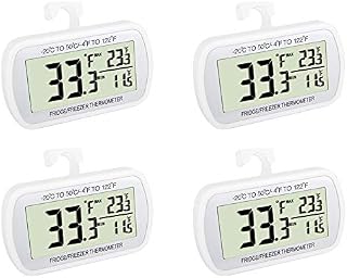 Waterproof Refrigerator Fridge Thermometer, Digital Freezer Room Thermometer, Max/Min Record Function Large LCD