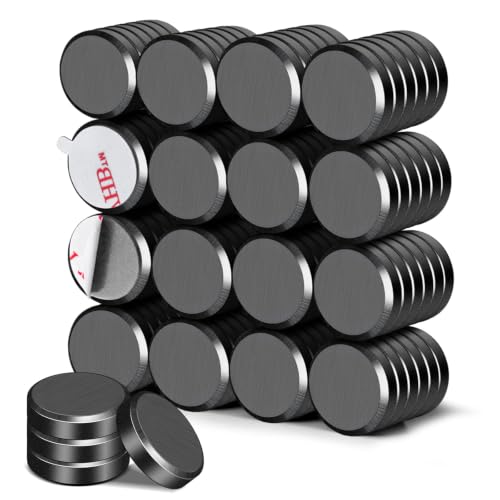 Image of DIYMAG Strong Adhesive Magnets,100pcs 0.47x0.12in for Fridge Refrigerator | Small Round Black Ceramic Button Neodymium Magnets, Heavy Duty,for Whiteboard,Crafts,Office, Scientific,Refrigerator