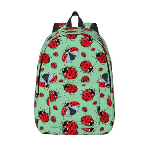 EdWal Mochila con diseño de mariquita roja sobre fondo azul, mochila de viaje para hombre y mujer, mochila universitaria, bolsa de ordenador para viajes, Negro , M