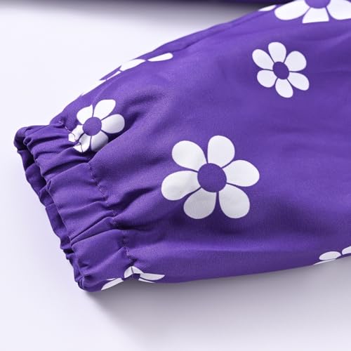 Girls Fall And Winter New Padded With Pockets Collar Windproof Fashion Flowers Printed Long Raincoat for Girls 10 to124