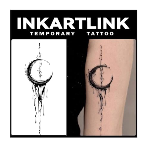 NKARTLINK Temporary Tattoo, 2 Sheets Medium Semi Permanent Moon Tattoo,