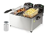 Durch die großen Frittier-Körbe von je 3 Litern Fassungsvermögen, können Sie auch große Mengen an Speisen problemlos und schnell zubereiten