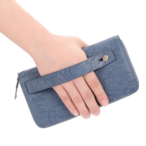 Image of GAEKEAO Wallet for Women Clutch RFID Blocking Wristlet Leather Purse Large Capacity Credit Card Holder with Grip Hand Strap