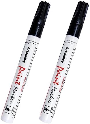 Black Paint Pens Permanent Markers - 2 Pack Oil Based Quick Dry Waterproof Markers for Plastic, Tire, Rubber,Wood, Rocks, Metal, Canvas, Dark Surface,Craft Art Supplies,Medium Point