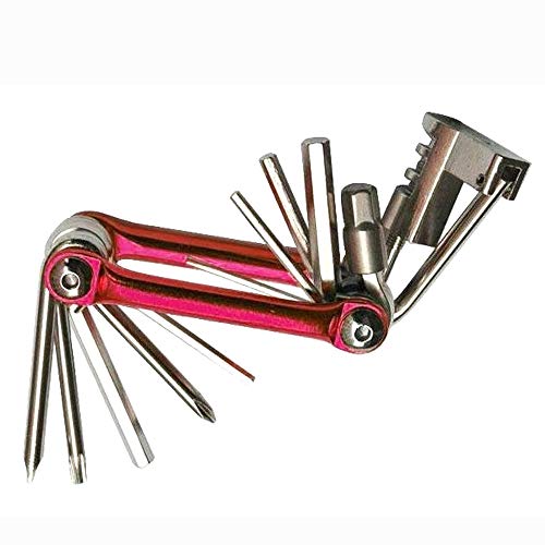 Juego de reparación de herramientas para bicicletas 11 en 1 Kit de herramientas de reparación de bicicletas Llave Destornillador Cadena Herramienta multifunción para bicicletas de acero al carbono (C