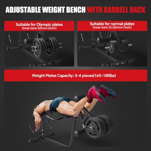 FAGUS H Leg Extension and Leg Curl Machine, Fitness Equipment, Seated Leg Extension and Lying Curl Machine for Home Gym, Leg Press Bench Fit for both 1'' and 2'' weight plates - Image 4