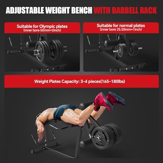 Leg Extension and Leg Curl Machine,Seated Leg Extension and Lying Curl Machine for Home Gym,Leg Press Bench Fit for Both 1'' and 2'' Weight Plates