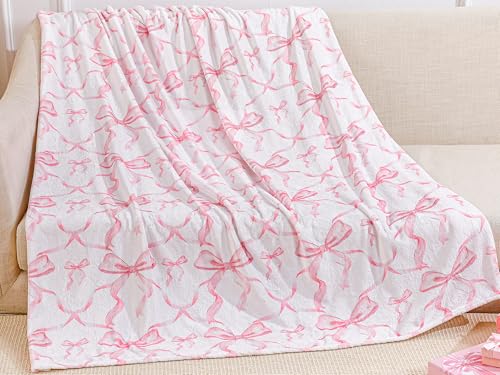 Buryeah Pink Bow Throw Blanket Valentine's Day...