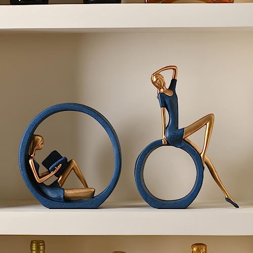 Estatuas de niña abstractas de resina 2 unidades 28 cm miniatura 6