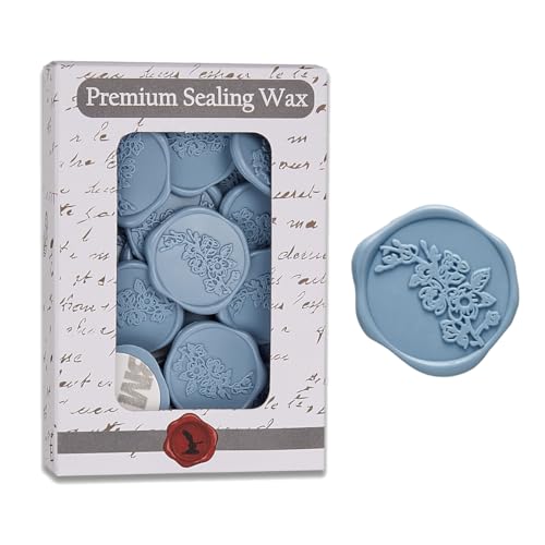 Magnolia Adhesive Wax Seal Stickers 25Pk - Pre-Made from Real Sealing Wax (Slate Blue)