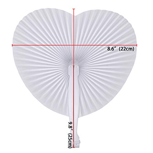Bestage 60 Pack Folding Handheld Fans Paper White Wedding Heart Shaped Accordion Fans Assortment With Plastic Handle For Birthday Party Favors Kids Supplies(Heart) #TOP1