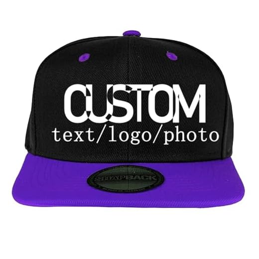 Men Women Hip Hop Plain Snapback Hats Personalized Flat Brim Outdoors Sun Visors Add Picture/Text/Logo Custom Baseball Caps (Black Purple)