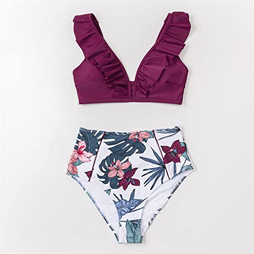 Maillot à Taille Haute Florale CLSDRZC avec Maille Sculptante Confortable