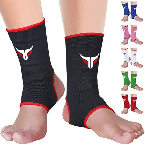 Mytra Fusion Soporte de tobillo Soporte de tobillo transpirable MMA, Muay Thai, Gimnasio, Vendaje de lucha Soporte de tobillo de boxeo (Black, L/XL)