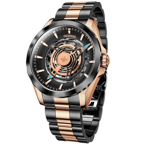 Image of OUPINKE Watch for Men Skeleton Self Winding Mechanical Automatic Luxury Dress Black Wrist Watch Waterproof Luminous Tungsten Sapphire Crystal