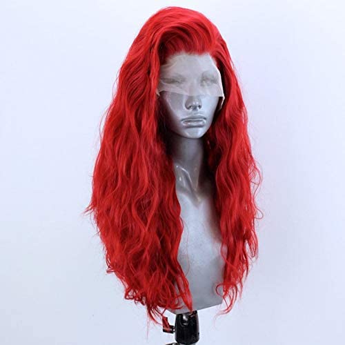 Loose Curly Lace Front Wig Long Red Synthetic Wigs For Women Heat Resistant Fiber Hair 24 inches - Image 3