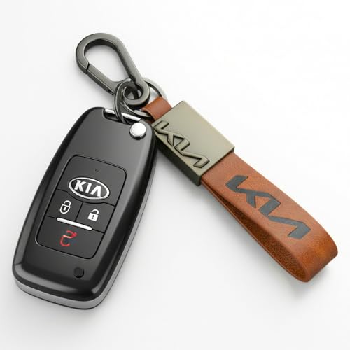 Image of Premium Leather Keychain Metal Hook Compatible with Durable Faux Leather Brown Strap with Heavy-Duty Alloy Clip Stylish Bike & Car Key Holder