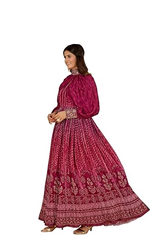 Image of ODD BY chansi TRENDZ Women's Poly Georgette Long Sleeves V-Neck Flared Kurti