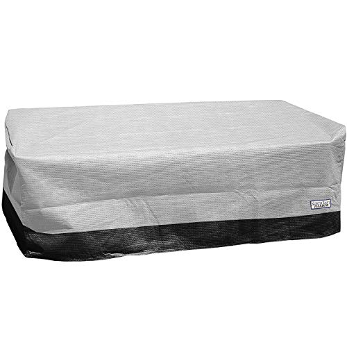 Neh Outdoor Patio Rectangular Ottoman / Side Table Furniture Cover - 52"L X 30"W X 18"H - Breathable Material, Sunray Protected, And Weather Resistant Storage Cover - Gray With Black Hem #TOP21