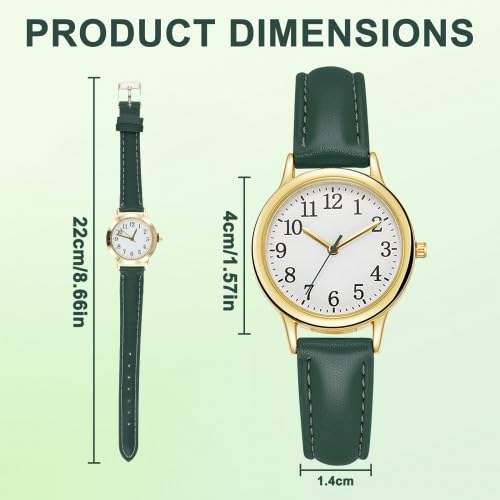 Reloj de Pulsera Elegante para Mujer, Analógico de Cuarzo Clásicos con Números Arábigos, Reloj de Vestir Moda con Correa Cuero para Mujer Niña