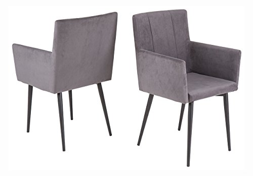 Preisvergleich Produktbild lifestyle4living Stuhl, Esszimmerstuhl, Essstuhl, Küchenstuhl, Esstischstuhl, Stuhl-Set, Microfaser, Mikrofaser, grau, Mikrofaser, Microfaser, Samt, schwarz