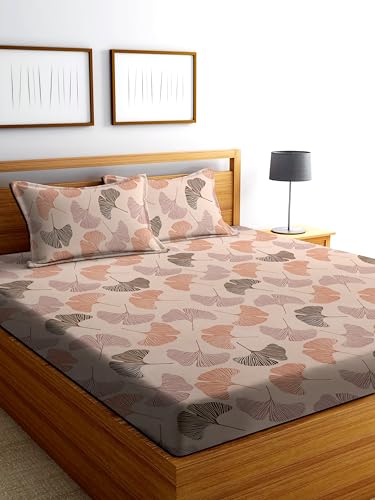 Image of DECORUM Cotton Feel Glace Cotton Fitted Bedsheet King Size (72 inchx78 inch)| All Around Elastic| 2 Pillow Covers (17 inchx27 inch)| Fits Up to 8 inch Mattress| 220 TC|Soft, Wrinkle-Free |Perfect for Home Decor & Gifting