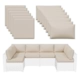 Aoxun Outdoor Replacement Cushions for Patio Furniture, Waterproof Sofa Cushion for 6-Seat Rattan Wicker Sectional Patio Conversation Sets, 14-Piece Cushions Set for L-Shape Couch, Ivory