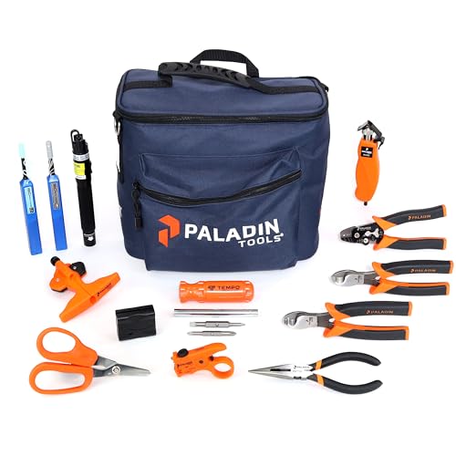 Paladin Tools FTK-P Pro Fiber Optic Tool Kit, Cutters Strippers Slitters Pliers w/Visual Fault Locator VFL, Premium Fiber Optic Tools (Fiber Termination Kit)