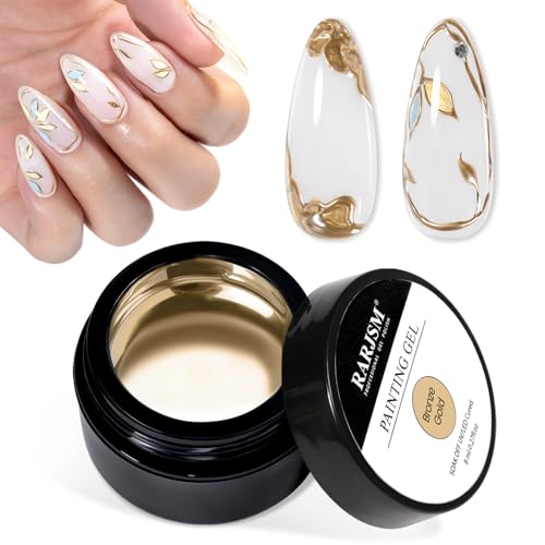 RARJSM Metallic Painting Gel Nail Polish Chrome 3D Metal Painted Drawing Gel Polish 8ml Liquid Mirror Effect Glossy Shine Soak Off Curing Need Home Salon DIY Nail Art Liner Design