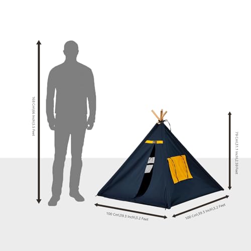 Image of Amazon Basics, Pet Soft Fabric Tent and Teepee, Cozy and Comfortable, Cushion Floor and Windows, Soft Cushion Base, Pet Home for All Dogs and Cats (Large) (Multi-Color)
