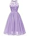 Produktbild Viloree Damen Neckholder Floral Spitze Brautjungfern Partykleid Ärmellos Cocktail Kleid Lavendel M
