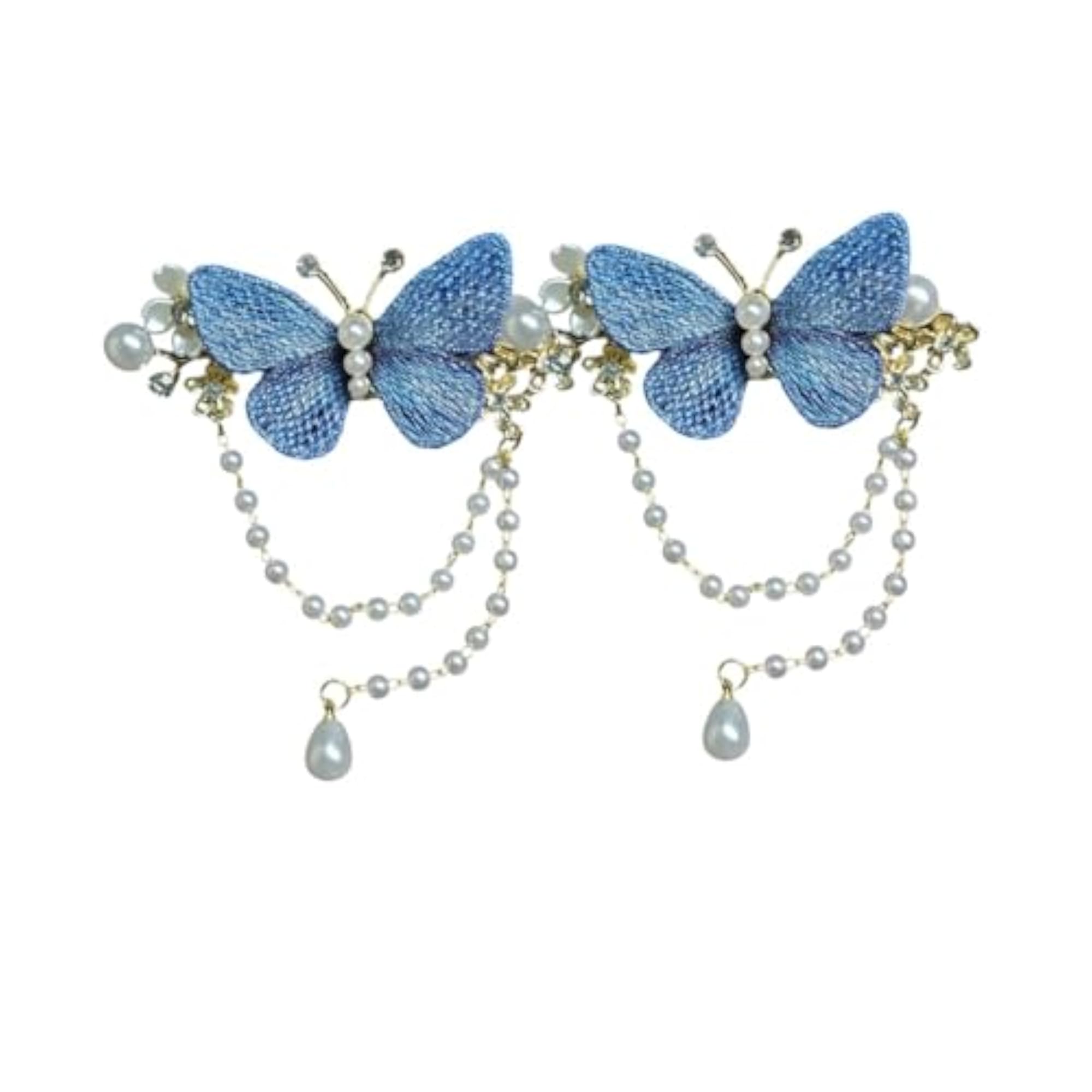 Decorative Butterfly Hair Clips with Pearl Beads