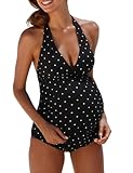 Product Image of the AONTUS Plus Size Maternity Bikini 2XL High Waisted Tankini Top Bottom Set Tummy...