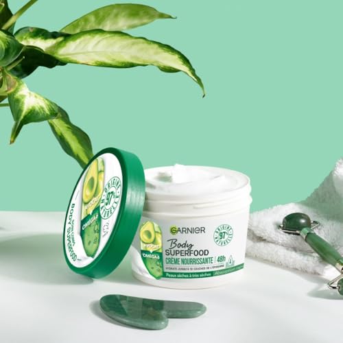 Garnier - Body Superfood - Crème Soin Corps Nourrissante - Hydratation 48H - Formule Vegan & à 97% d'Origine Naturelle - À l'Avocat & Oméga 6 - Pour Peaux Sèches - 380 ml