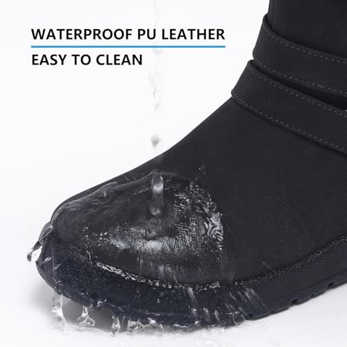 TEMOFON Women Winter Boots Waterproof: Fur Lined Ankle Booties, Wide Width Snow Boots, Warm Comfy, Walking Soft Winter Shoes Size 5-112