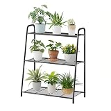 Kitsanery Metal Plant Stand Indoor Outdoor for Multiple Plants,3 Tier Plant Shelf,Large Heavy Duty Flower Holder Ladder Plant for Living Room, Patio, Balcony (Black)