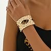 ROYNRAU Chunky Gold Hammered Bracelets for Women, Leopard Print Scarf Big Golden Stainless Steel Cuff Bangle Silk Styling Charm Stackable Statement Jewelry Gifts (Large size -4.5cm) #2