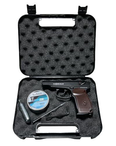 Kit Pistola de Aire Comprimido CO2 Norica N.A.C 2020 Calibre 4.5 (Replica Makárov PM) | Menos de 3,5 Julios de energia [Capacidad Cargador 6x2=12 | Se Recomienda perdigon de Copa]