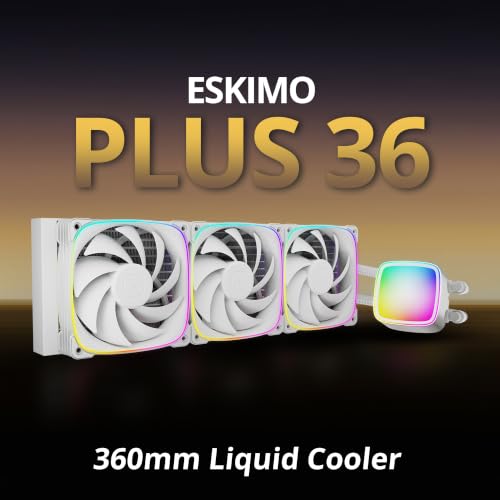 Image of Geometric Future Eskimo Plus 36-360mm AIO CPU Liquid Cooler - 30mm-Thick Squama 3003 PWM ARGB Fans x 3-1.5 L /min High-Flow Pump - Intel LGA 1851 /1700, AMD AM5 /AM4 - White, GEO-EPS-36W