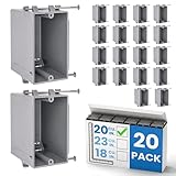 OHLECTRIC 1-Gang New Work Outlet Box, 20 Cubic Inch (20-Pack) Single Gang PVC Electrical Box Captive Nail Mounting, Non-Metallic PPO/PVC Plastic Construction Boxes GFCI Outlets Dimmers, UL/ETL Listed