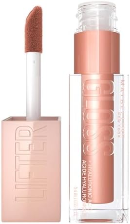 Maybelline New York Lifter Gloss, Plumping & Hydrating Lip Gloss with Hyaluronic Acid, 5 ml, Tone: 008, Stone
